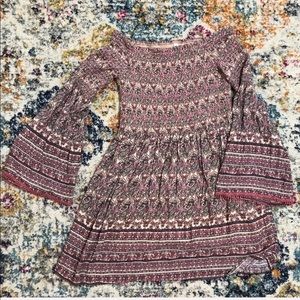 Xhilaration Boho Chiffon Dress With Bell Sleeves